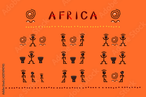 Africa. Set of african funny ethnic characters