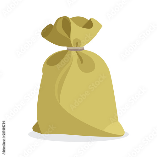Bag. Money bag vector illustration. Big knotted sack. Full big burlap sack. Cartoon style sack isolated on white background. 