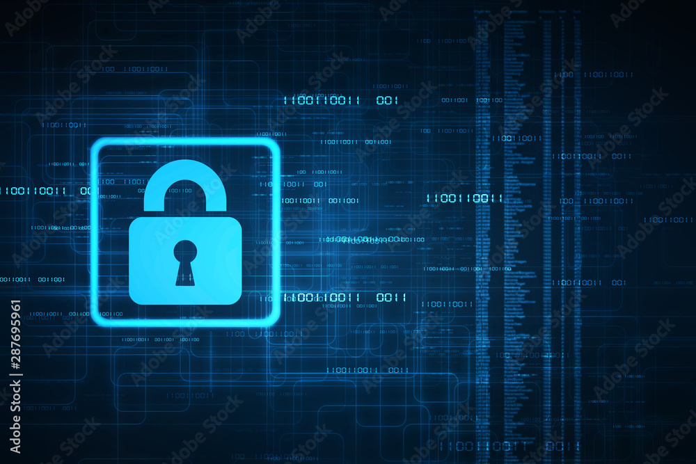 2d illustration Safety concept: Closed Padlock on digital background