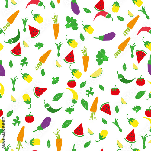 Seamless background with fruits, vegetables, berries. eps 10