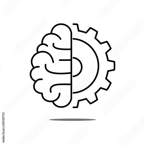 Artificial Intelligence in smartphones. AI logo. Isolated on white background. thin line.