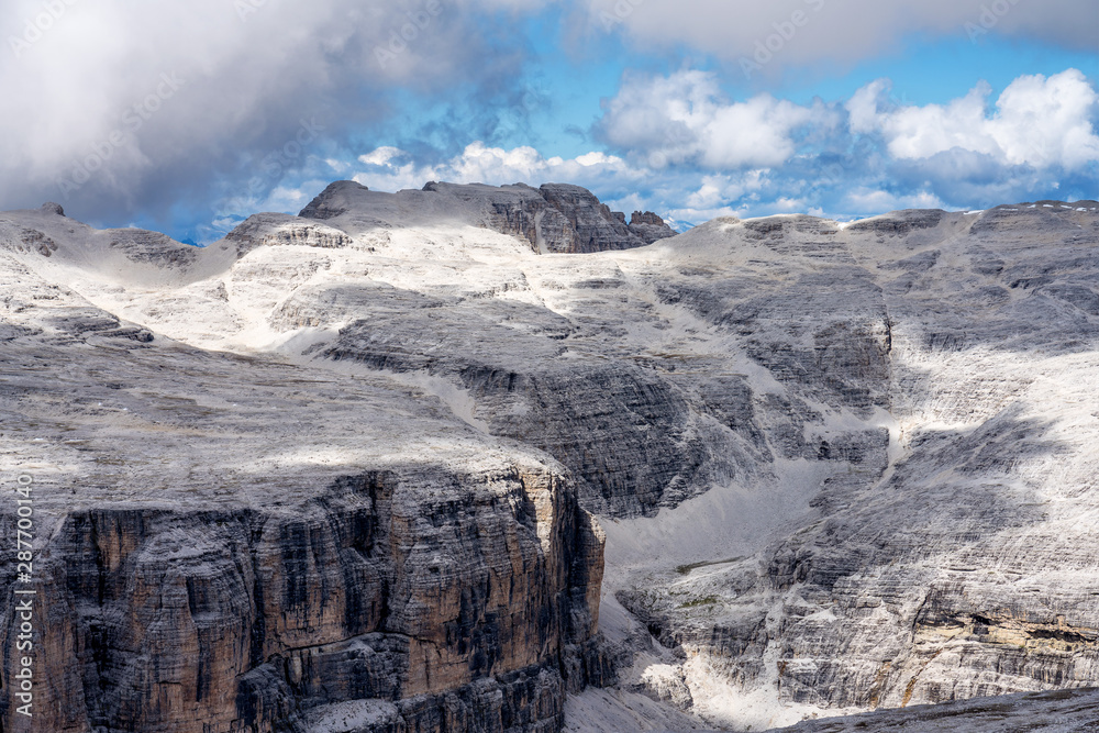 The Sass Pordoi is a relief of the Dolomites, in the Sella group, Italy