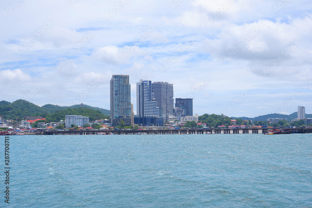 Seafront buildings in Thailand