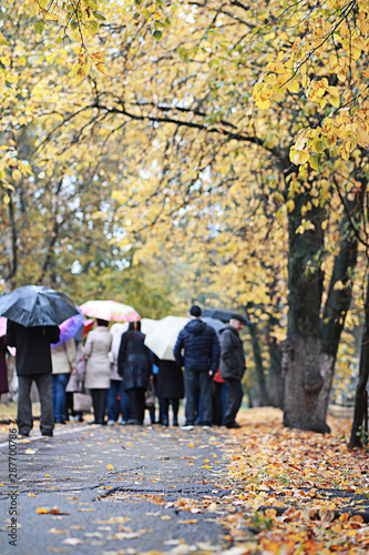 Autumn rain in the park