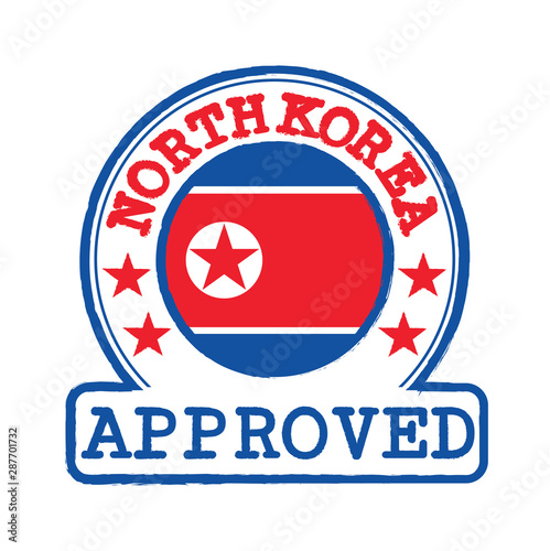 Free Download Vector Stamp of Approved logo with North Korea Flag in the round shape on the center. - GFXLoad