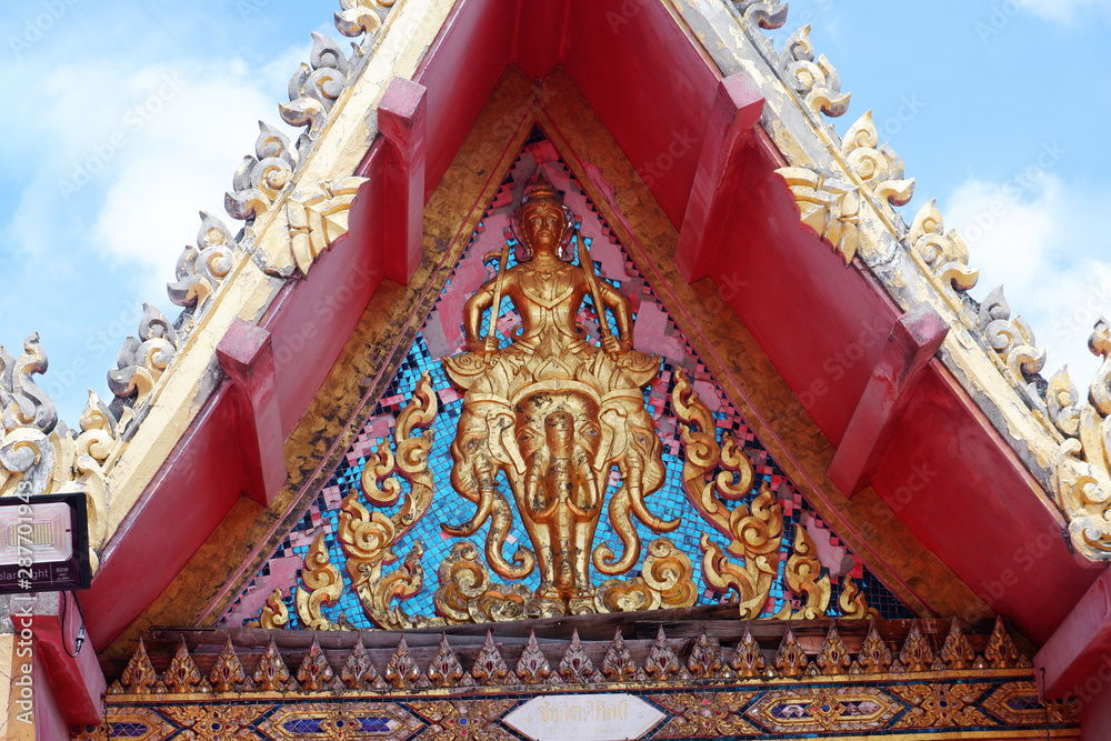 View of the roof of a temple in Thailand View of the roof of a temple in Thailand