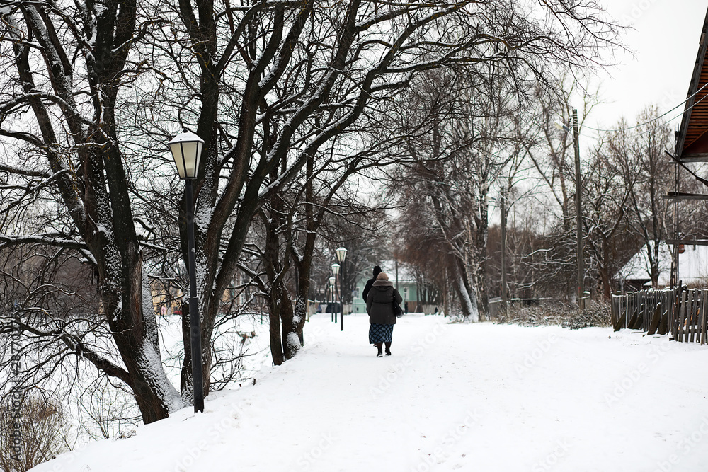 Winter landscape of country fields and roads Winter landscape of country fields and roads