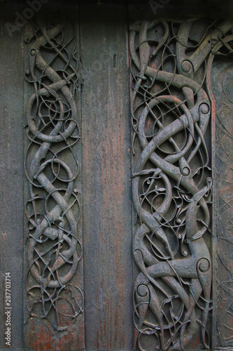 Celtic artworks out of Urnes stavkirke, Norway