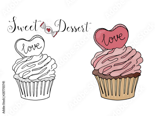Vector isolated dessert with candy on the white background