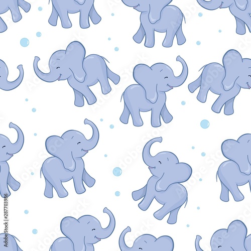 Seamless pattern with elephants. Animal simple pattern. Background of cute elephants. Vector flat for print.