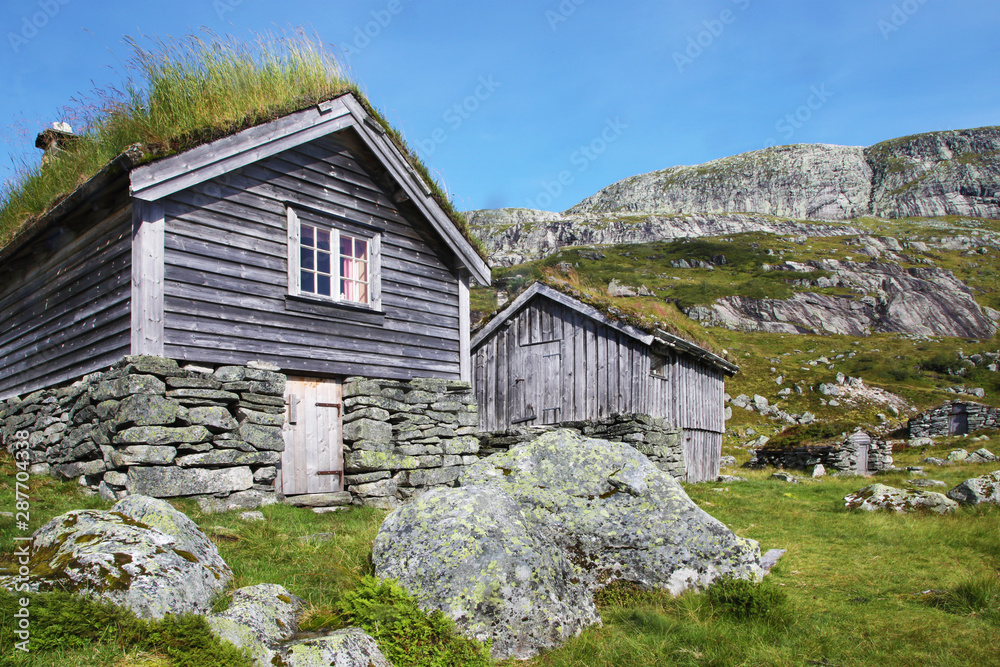 Turf houses in higlands of Norway Turf houses in higlands of Norway