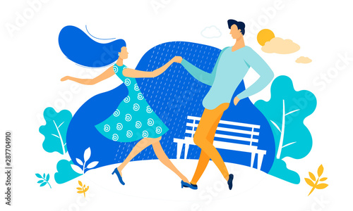 Young Couple Sparetime with Dancing Outdoors.