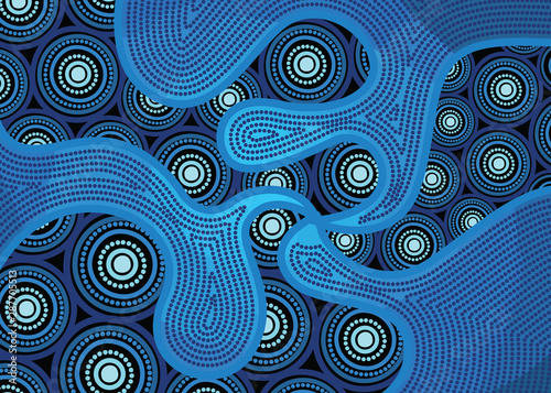 Illustration based on aboriginal style of dot background.