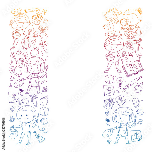 Back to school vector pattern. Education icons for children.