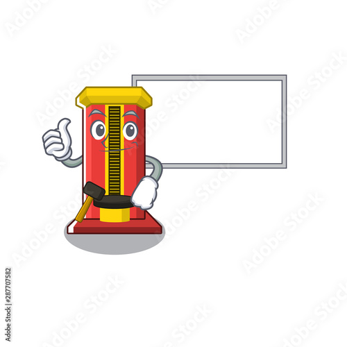 Thumbs up with board hammer cartoon shaped character game machine