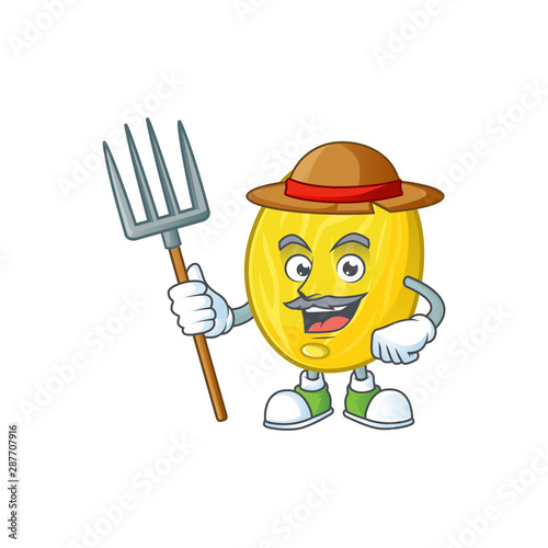 Farmer melon cartoon character for dessert mascot