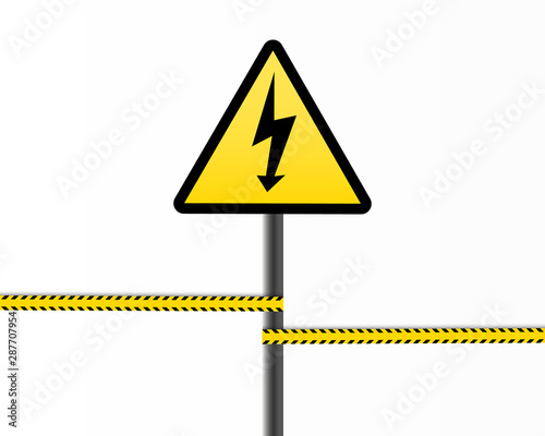 Danger sign electricity. Hazard warning sign. Vector graphics.