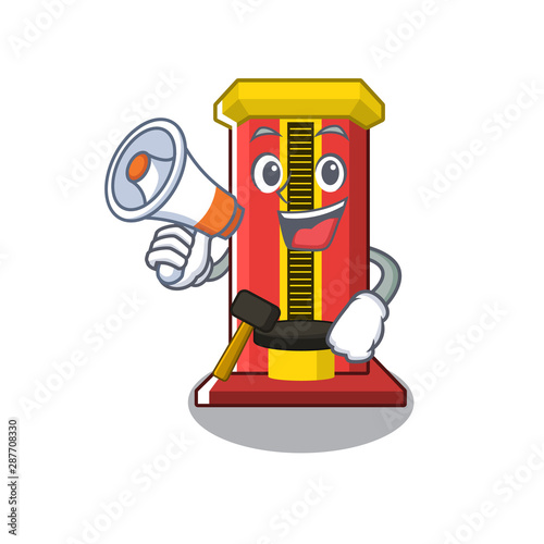 With megaphone hammer cartoon shaped character game machine