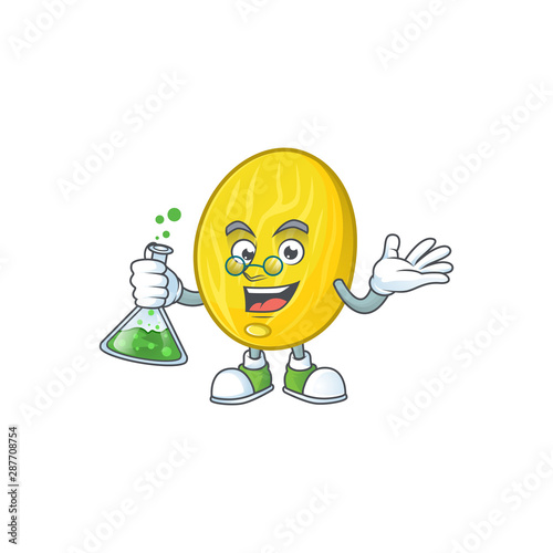 Professor melon cartoon character on white background