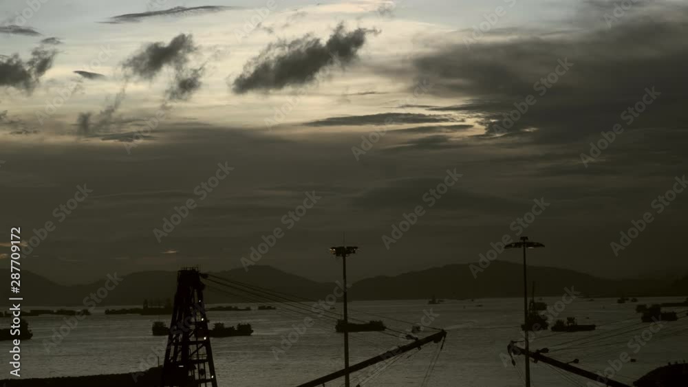 Hong Kong western harbour close-up video with sunset in the background. Hong Kong western harbour close-up video with sunset in the background.