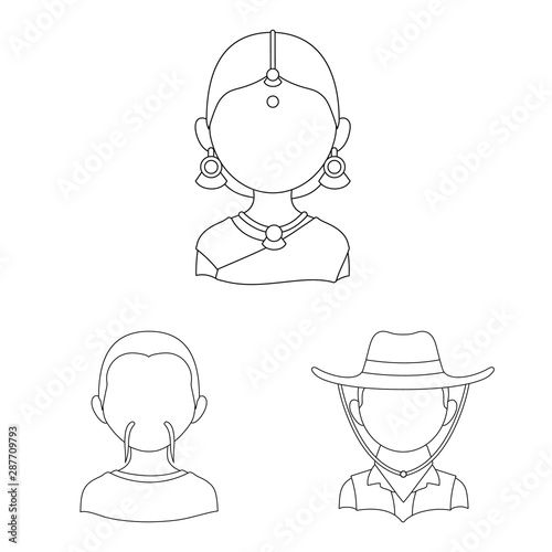 Isolated object of imitator and resident icon. Collection of imitator and culture stock vector illustration.