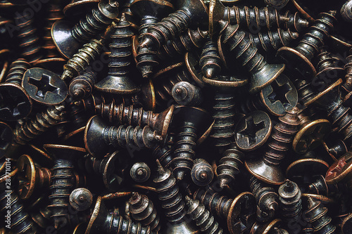 Foto aesthetic background of the plurality of screws