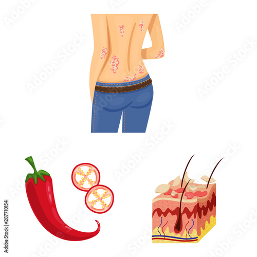 Vector design of pain and dermatology logo. Set of pain and healthcare vector icon for stock.