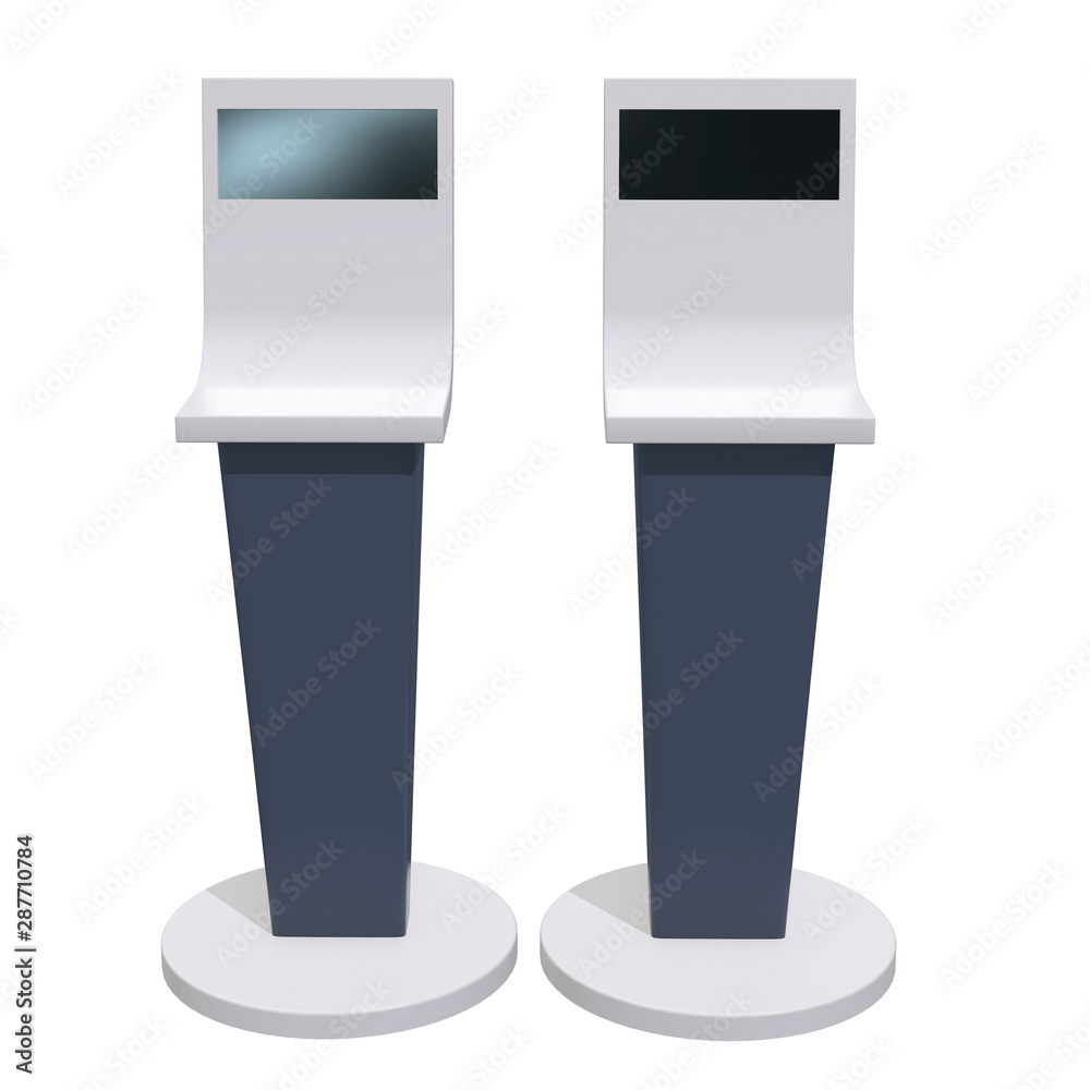 LCD Screen Stand. Trade Show Booth. 3d render of tv info kiosk isolated on white background. High Resolution. Ad template for your expo design. LCD Screen Stand. Trade Show Booth. 3d render of tv info kiosk isolated on white background. High Resolution. Ad template for your expo design.