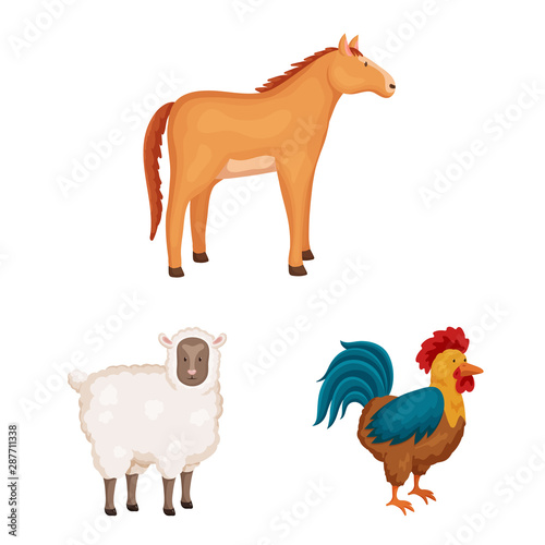 Vector design of farm and food sign. Collection of farm and countryside stock symbol for web.