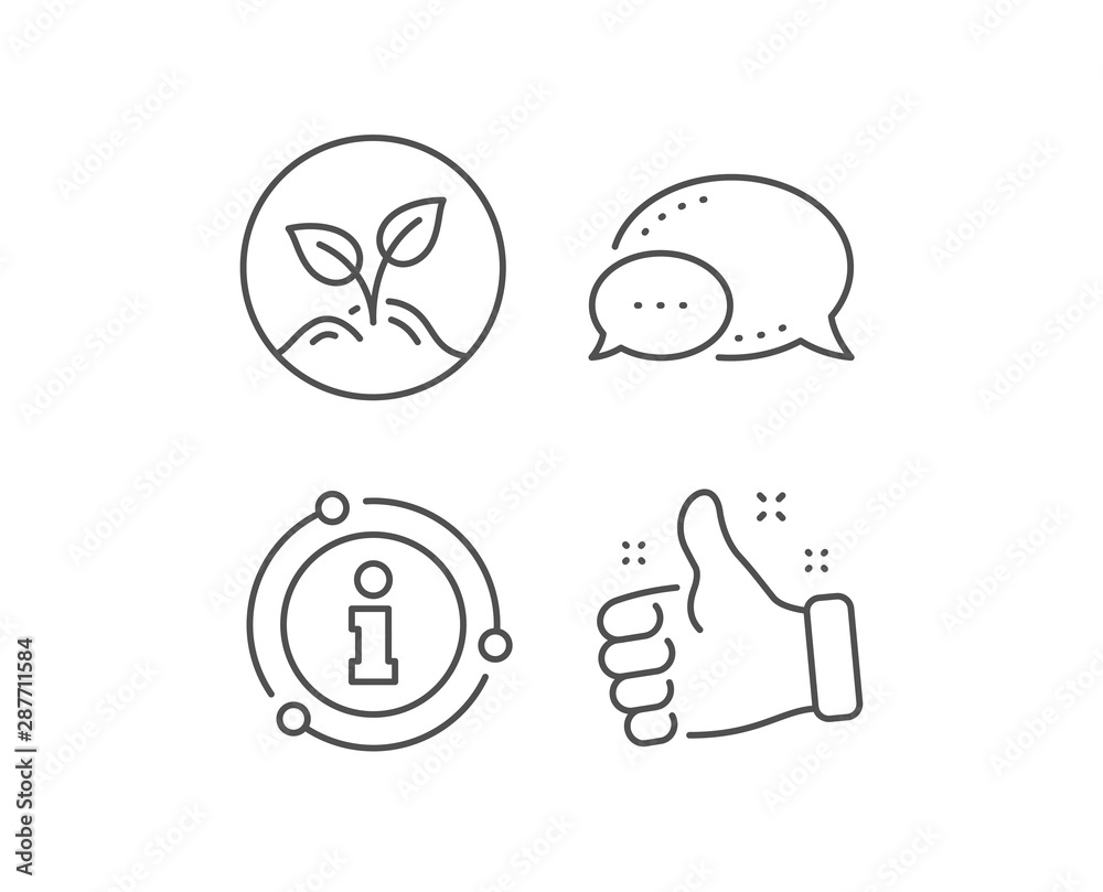 Startup line icon. Chat bubble, info sign elements. Idea leaves sign. Launch project symbol. Linear startup outline icon. Information bubble. Vector Startup line icon. Chat bubble, info sign elements. Idea leaves sign. Launch project symbol. Linear startup outline icon. Information bubble. Vector