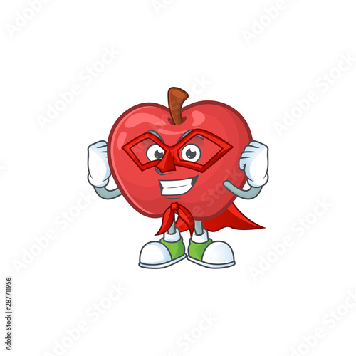 Super hero apple fruit character mascot for health dessert
