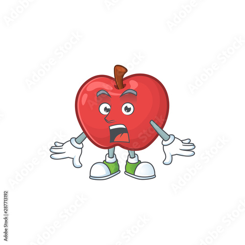 Surprised red apple funny character for vegetarian cartoon