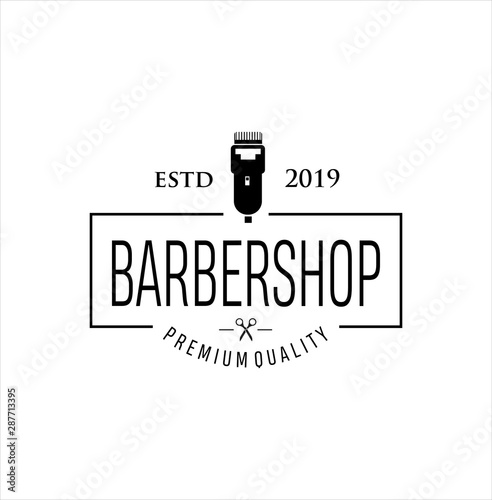 Electric hair trimmer logo vector illustration template design haircut Vintage Hispter badge