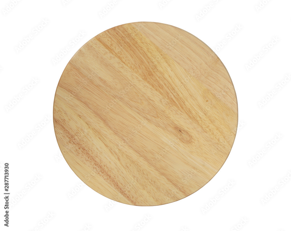 Round cutting board isolated on white background, top view Round cutting board isolated on white background, top view