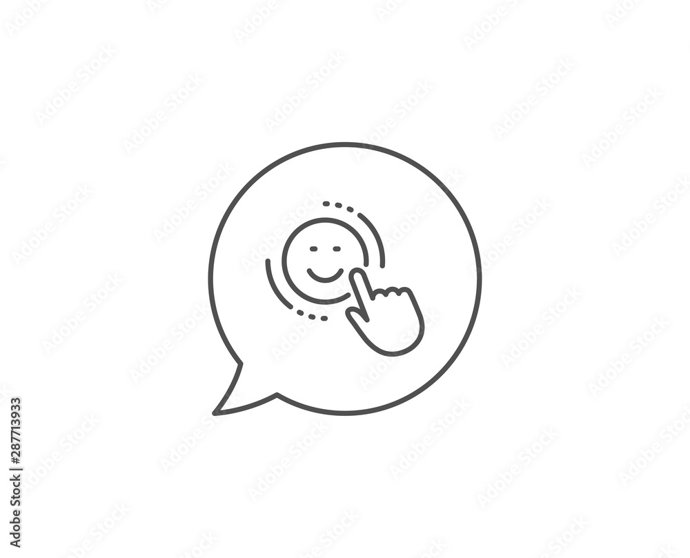 Smile line icon. Chat bubble design. Positive feedback rating sign. Customer satisfaction symbol. Outline concept. Thin line smile icon. Vector Smile line icon. Chat bubble design. Positive feedback rating sign. Customer satisfaction symbol. Outline concept. Thin line smile icon. Vector