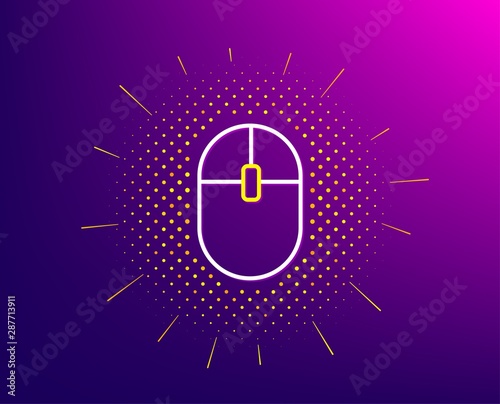 Ð¡omputer Mouse icon. Halftone pattern. Internet surf device sign. PC equipment symbol. Gradient background. Computer Mouse line icon. Yellow halftone pattern. Vector