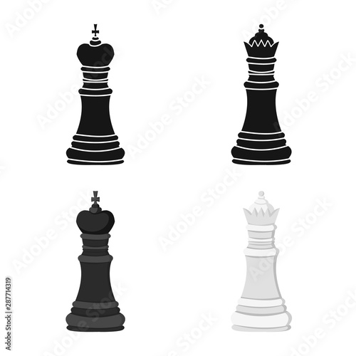 Vector illustration of checkmate and thin symbol. Set of checkmate and target vector icon for stock.