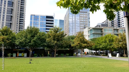 View from Klyde Warren Park, Uptown Dallas, Texas photo