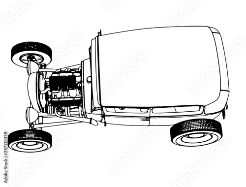 sketch of a sports car roadster isolated vector