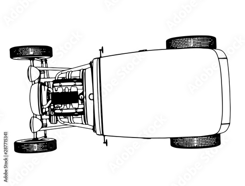 sketch of a sports car roadster isolated vector