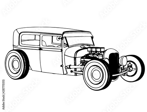 sketch of a sports car roadster isolated vector