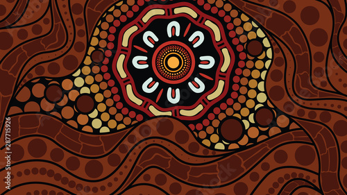 Illustration based on aboriginal style of dot background.