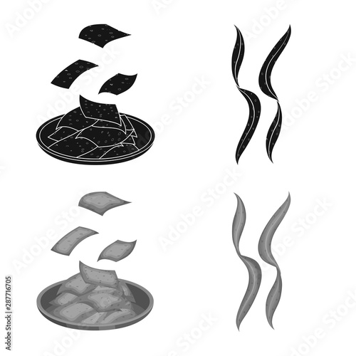 Vector design of protein and sea symbol. Set of protein and natural stock symbol for web.