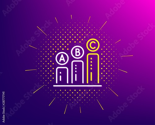 Graph line icon. Halftone pattern. Column chart sign. Ab test diagram symbol. Gradient background. Graph chart line icon. Yellow halftone pattern. Vector