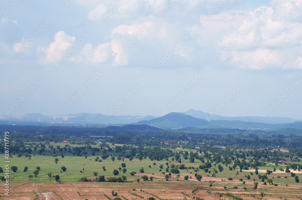 Fototapeta premium Landscape with fields and mountains
