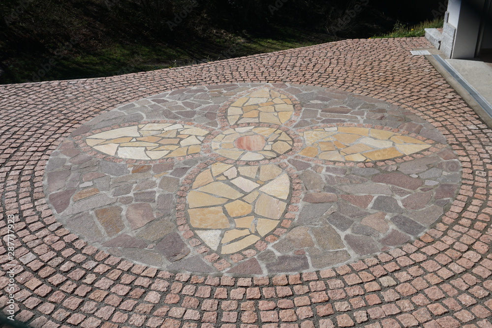 mosaic tile decoration on the patio