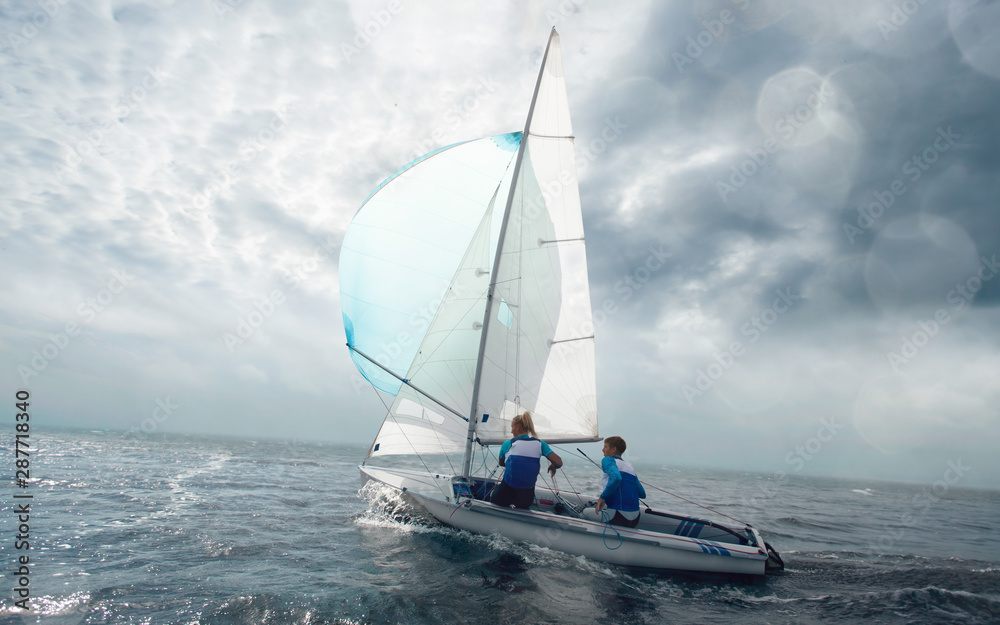 Naklejka premium Sailing yacht race. Yachting. Sailing regatta.