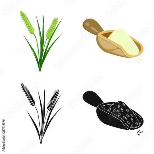 Isolated object of crop and ecological symbol. Collection of crop and cooking stock vector illustration.