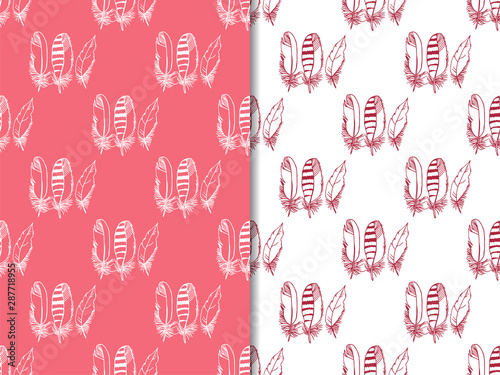 Принти на полотні Mockingjay feather seamless pattern hand drawn sketch