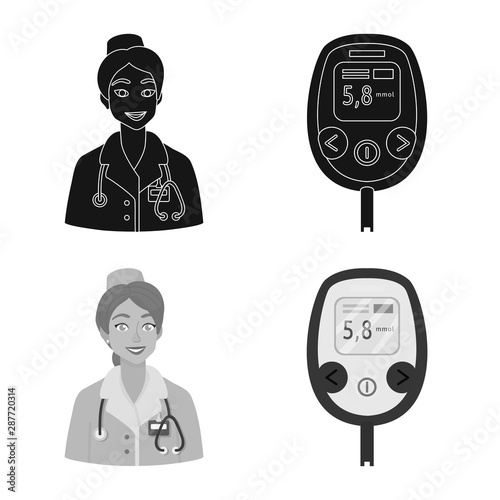 Vector design of diet and treatment sign. Set of diet and medicine stock vector illustration.